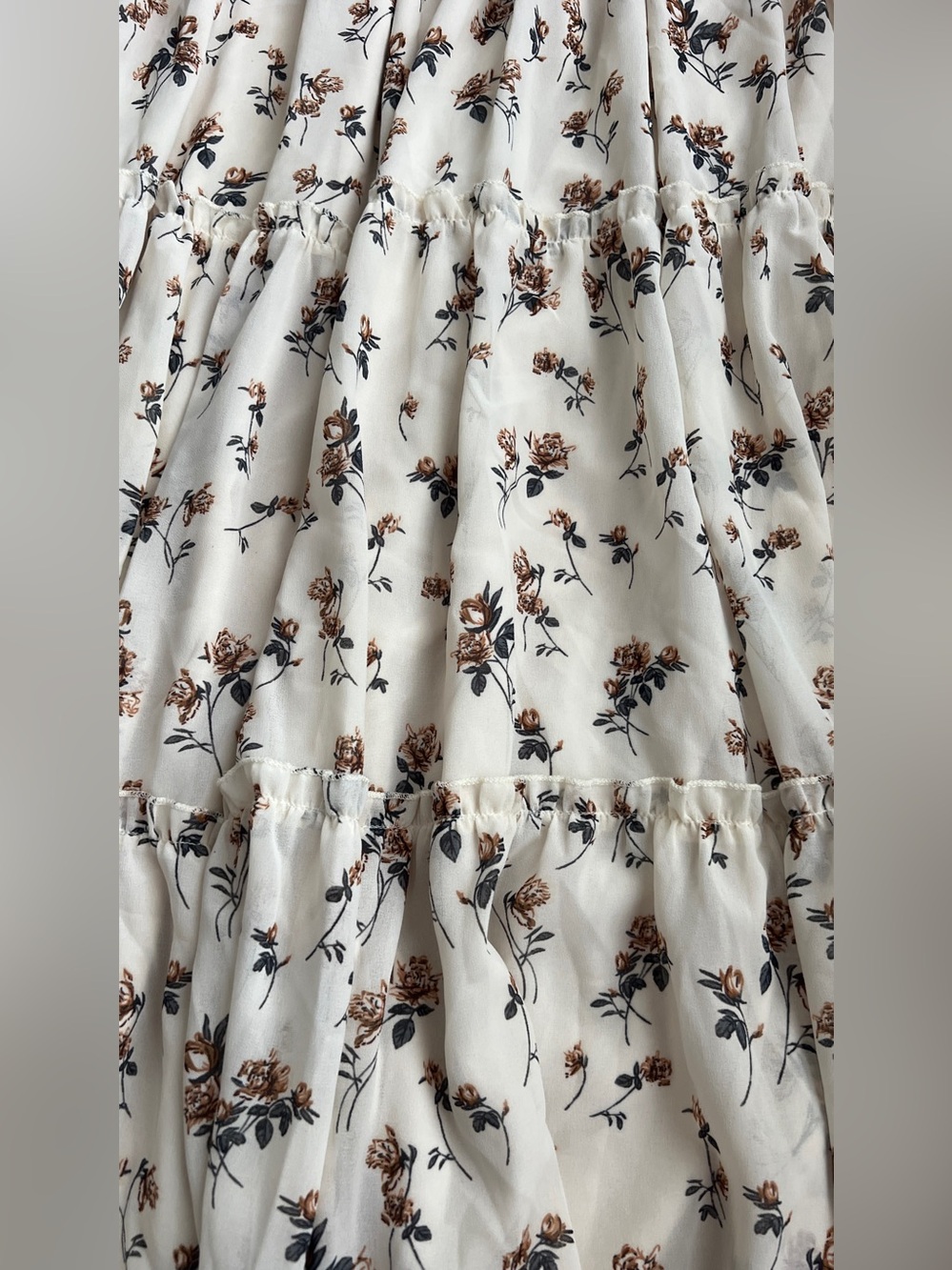 JessaKae Wandering Willoughby Floral Smocked Tiered Maxi Dress Cream Small - Picture 8 of 15